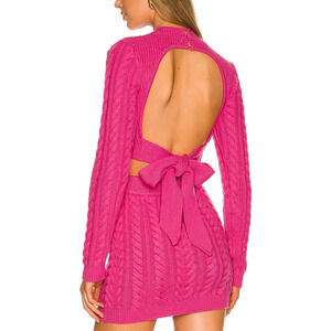 Lovers And Friends 'Etienne' Pink Cropped Cable Knit Sweater Size S - NWT